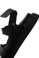 Kadın Siyah Bantlı Deri Comfort Sandalet | Derimod Kadın Siyah Bantlı Deri Comfort Sandalet | Derimod