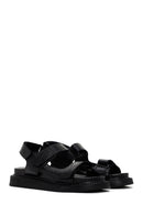Kadın Siyah Bantlı Deri Comfort Sandalet | Derimod Kadın Siyah Bantlı Deri Comfort Sandalet | Derimod