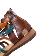 Women's Multicolored Flip-Flop Leather Bodrum Sandals | Derimod Women's Multicolored Flip-Flop Leather Bodrum Sandals | Derimod
