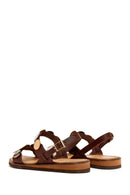 Women's Brown Ankle Strap Leather Bodrum Sandals | Derimod Women's Brown Ankle Strap Leather Bodrum Sandals | Derimod