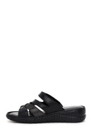 Women's Black Leather Comfort Slippers | Derimod Women's Black Leather Comfort Slippers | Derimod
