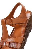 Women's Tan Ankle Strap Thick Soled Leather Comfort Sandals | Derimod Women's Tan Ankle Strap Thick Soled Leather Comfort Sandals | Derimod