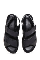 Kadın Siyah Bilekten Bantlı Deri Comfort Sandalet | Derimod Kadın Siyah Bilekten Bantlı Deri Comfort Sandalet | Derimod