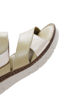 Kadın Yeşil Bilekten Bantlı Deri Comfort Sandalet | Derimod Kadın Yeşil Bilekten Bantlı Deri Comfort Sandalet | Derimod