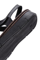Kadın Siyah Bilekten Bantlı Deri Comfort Sandalet | Derimod Kadın Siyah Bilekten Bantlı Deri Comfort Sandalet | Derimod