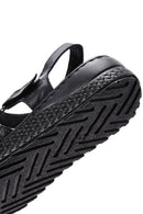 Kadın Siyah Bilekten Bantlı Deri Comfort Sandalet | Derimod Kadın Siyah Bilekten Bantlı Deri Comfort Sandalet | Derimod