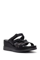 Women's Black Thick Soled Leather Comfort Slippers | Derimod Women's Black Thick Soled Leather Comfort Slippers | Derimod