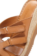 Women's Tan Thick Soled Leather Comfort Slippers | Derimod Women's Tan Thick Soled Leather Comfort Slippers | Derimod