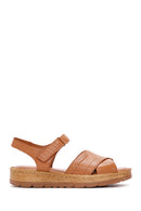 Women's Tan Ankle Strap Leather Comfort Sandals | Derimod Women's Tan Ankle Strap Leather Comfort Sandals | Derimod