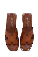 Women's Tan Leather Slippers | Derimod Women's Tan Leather Slippers | Derimod