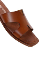 Women's Tan Leather Slippers | Derimod Women's Tan Leather Slippers | Derimod