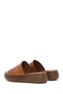 Women's Tan Thick Soled Leather Slippers | Derimod Women's Tan Thick Soled Leather Slippers | Derimod