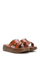 Women's Orange Thick Soled Leather Slippers | Derimod Women's Orange Thick Soled Leather Slippers | Derimod