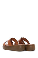 Women's Orange Thick Soled Leather Slippers | Derimod Women's Orange Thick Soled Leather Slippers | Derimod