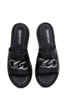 Kadın Siyah Kalın Tabanlı Deri Terlik | Derimod Kadın Siyah Kalın Tabanlı Deri Terlik | Derimod