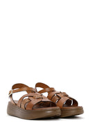 Kadın Taba Bilekten Bantlı Deri Sandalet | Derimod Kadın Taba Bilekten Bantlı Deri Sandalet | Derimod