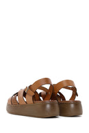 Kadın Taba Bilekten Bantlı Deri Sandalet | Derimod Kadın Taba Bilekten Bantlı Deri Sandalet | Derimod