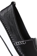 Kadın Siyah Kalın Tabanlı Deri Comfort Loafer | Derimod Kadın Siyah Kalın Tabanlı Deri Comfort Loafer | Derimod