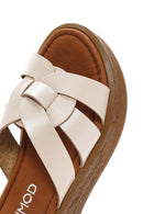 Women's Beige Leather Slippers | Derimod Women's Beige Leather Slippers | Derimod