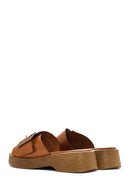 Women's Tan Buckle Leather Slippers | Derimod Women's Tan Buckle Leather Slippers | Derimod