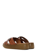 Women's Brown Thick Soled Leather Slippers | Derimod Women's Brown Thick Soled Leather Slippers | Derimod