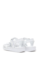 Kadın Beyaz Bantlı Deri Comfort Sandalet | Derimod Kadın Beyaz Bantlı Deri Comfort Sandalet | Derimod