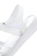 Kadın Beyaz Bantlı Deri Comfort Sandalet | Derimod Kadın Beyaz Bantlı Deri Comfort Sandalet | Derimod