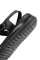 Kadın Siyah Bilekten Bantlı Deri Comfort Sandalet | Derimod Kadın Siyah Bilekten Bantlı Deri Comfort Sandalet | Derimod