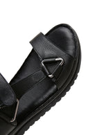 Kadın Siyah Bilekten Bantlı Deri Comfort Sandalet | Derimod Kadın Siyah Bilekten Bantlı Deri Comfort Sandalet | Derimod