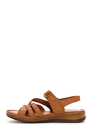 Kadın Taba Bantlı Deri Comfort Sandalet | Derimod Kadın Taba Bantlı Deri Comfort Sandalet | Derimod
