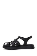 Kadın Siyah Bilekten Bantlı Deri Comfort Sandalet | Derimod Kadın Siyah Bilekten Bantlı Deri Comfort Sandalet | Derimod