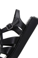 Kadın Siyah Bilekten Bantlı Deri Comfort Sandalet | Derimod Kadın Siyah Bilekten Bantlı Deri Comfort Sandalet | Derimod