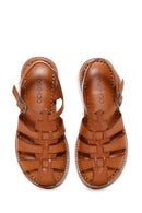 Kadın Taba Bilekten Bantlı Deri Comfort Sandalet | Derimod Kadın Taba Bilekten Bantlı Deri Comfort Sandalet | Derimod