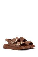 Women's Powder Leather Comfort Sandals | Derimod Women's Powder Leather Comfort Sandals | Derimod