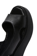 Women's Black Ankle Strap Wedge Heeled Leather Comfort Sandals | Derimod Women's Black Ankle Strap Wedge Heeled Leather Comfort Sandals | Derimod