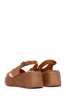 Women's Tan Ankle Strap Wedge Heeled Leather Comfort Sandals | Derimod Women's Tan Ankle Strap Wedge Heeled Leather Comfort Sandals | Derimod