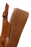 Women's Tan Ankle Strap Wedge Heeled Leather Comfort Sandals | Derimod Women's Tan Ankle Strap Wedge Heeled Leather Comfort Sandals | Derimod