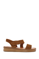 Women's Tan Strap Suede Leather Sandals | Derimod Women's Tan Strap Suede Leather Sandals | Derimod