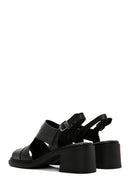 Women's Black Thick Heeled Ankle Strap Leather Sandals | Derimod Women's Black Thick Heeled Ankle Strap Leather Sandals | Derimod
