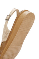 Kadın Bej Bilekten Bantlı Deri Sandalet | Derimod Kadın Bej Bilekten Bantlı Deri Sandalet | Derimod