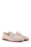 Women's Beige Suede Leather Masculine Loafer | Derimod Women's Beige Suede Leather Masculine Loafer | Derimod