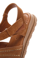 Kadın Taba Bilekten Bantlı Süet Deri Sandalet | Derimod Kadın Taba Bilekten Bantlı Süet Deri Sandalet | Derimod