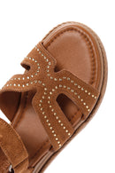 Kadın Taba Bilekten Bantlı Süet Deri Sandalet | Derimod Kadın Taba Bilekten Bantlı Süet Deri Sandalet | Derimod