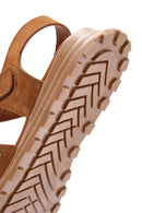 Kadın Taba Bilekten Bantlı Süet Deri Sandalet | Derimod Kadın Taba Bilekten Bantlı Süet Deri Sandalet | Derimod