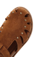 Women's Tan Ankle Strap Suede Leather Sandals | Derimod Women's Tan Ankle Strap Suede Leather Sandals | Derimod