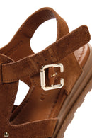 Women's Tan Ankle Strap Suede Leather Sandals | Derimod Women's Tan Ankle Strap Suede Leather Sandals | Derimod