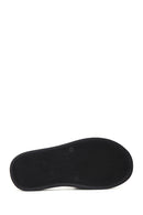 Women's Black Knit Leather Comfort Slippers | Derimod Women's Black Knit Leather Comfort Slippers | Derimod