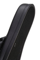 Women's Black Knit Leather Comfort Slippers | Derimod Women's Black Knit Leather Comfort Slippers | Derimod