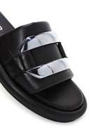 Kadın Siyah Deri Comfort Terlik | Derimod Kadın Siyah Deri Comfort Terlik | Derimod