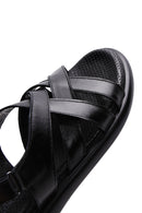 Kadın Siyah Bilekten Bantlı Deri Comfort Sandalet | Derimod Kadın Siyah Bilekten Bantlı Deri Comfort Sandalet | Derimod